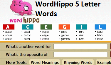 WordHippo 5 Letter Words
